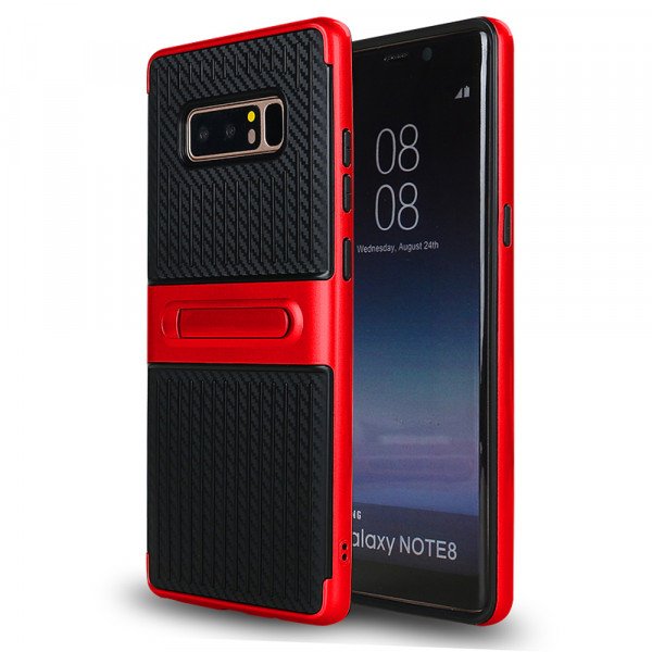 Wholesale Galaxy Note 8 Slim Fit Kickstand Hybrid Case (Red)